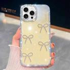 For iPhone 14 Pro Max Diamond Glitter Bow-knot Four-Corner Shockproof Phone Case(Light Yellow) - 1