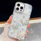 For iPhone 15 Pro Diamond Glitter Pearl Butterfly Four-Corner Shockproof Phone Case(Transparent Stars) - 1