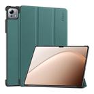 For Xiaomi Pad 7 Ultra 14 ENKAY Tri-fold Custer Texture Leather Smart Tablet Case(Dark Green) - 1