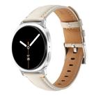 For Samsung Galaxy Watch8 / Watch8 Classic Stitched Genuine Leather Watch Band(Creamy White) - 1