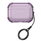 For AirPods Pro Simple Transparent Soft Shell TPU Earphone Protective Cover  with Ring Rope(Transparent Purple) - 1