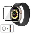 For Apple Watch Series 10 46mm Wild Path Loop Nylon Watch Band with 3D Curved Film(Black Gray) - 1