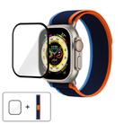 For Apple Watch Series 9 / 8 / 7 45mm Wild Path Loop Nylon Watch Band with 3D Curved Film(Navy Blue) - 1