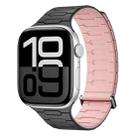 For Apple Watch 46mm / 49mm / 45mm / 44mm I-Shaped Magnetic Silicone Watch Band(Black Pink) - 1