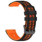 22mm Double Holes Two Color Silicone Watch Band(Black Orange) - 3
