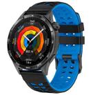 22mm Double Holes Two Color Silicone Watch Band(Black Blue) - 1