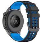 22mm Double Holes Two Color Silicone Watch Band(Black Blue) - 2
