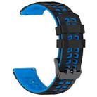 22mm Double Holes Two Color Silicone Watch Band(Black Blue) - 3