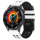 22mm Double Holes Two Color Silicone Watch Band(White Black) - 1