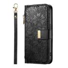 For OPPO A5 Pro 5G Glodal Flowers Leaves Zipper Wallet Leather Phone Case with Strap(Black) - 2