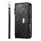 For Honor 400 Pro Glodal 160.8mm Flowers Leaves Zipper Wallet Leather Phone Case with Strap(Black) - 2