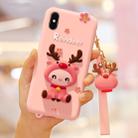 Lovely Reindeer Full Package Anti Falling Silicone Sleeve for iPhone X(Pink) - 1