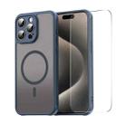 For iPhone 15 Pro ENKAY Hat-Prince MagSafe Matte Translucent Shockproof Phone Case with Large Arc Edge Film(Blue) - 1