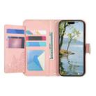 For Fairphone 6 Flowers Leaves Zipper Wallet Leather Phone Case with Strap(Pink) - 3