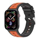 For Apple Watch 42mm / 41mm / 40mm / 38mm Two-Tone Vertical Stripe Silicone Watch Band(Black + Orange) - 1