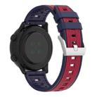 22mm Two Color Vertical Striped Silicone Watch Band(Navy Blue Wine Red) - 2
