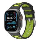 For Apple Watch 42mm / 41mm / 40mm / 38mm Tire Texture Two-Color Silicone Watch Band(Black + Lime Green) - 1