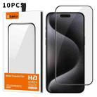 For iPhone 15 Pro Kalebol 10pcs High-Aluminum Screen-Printed Full-Coverage Anti-Fingerprint Black-Bordered HD Tempered Glass Film - 2