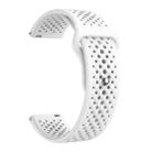 22mm Round Holes Breathable Reverse Buckle Silicone Watch Band(White) - 3