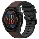 For Garmin 22mm Two Color Silicone Hybrid Leather Nylon Quick Release Watch Band(Dark Brown Leather+Silicone) - 1