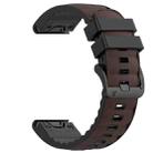 For Garmin 22mm Two Color Silicone Hybrid Leather Nylon Quick Release Watch Band(Dark Brown Leather+Silicone) - 2