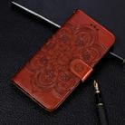 Mandala Embossing Pattern Horizontal Flip Leather Case for Motorola Moto P40 Power , with Holder & Card Slots & Wallet & Photo Frame &  Lanyard(Brown) - 1
