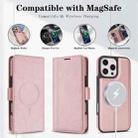 For iPhone 15 Pro Kalebol Strong Magnetic MagSafe Ring 2 In 1 Split Leather Phone Case(Rose Gold) - 3