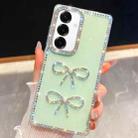 For Samsung Galaxy A15 5G Diamond Glitter Dual Bow-knot Shockproof Phone Case(Light Green) - 1