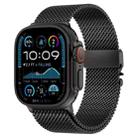 For Apple Watch 46mm / 49mm / 45mm / 44mm Metal Clasp Coarse Mesh Milan Stainless Steel Watch Band(Black) - 1
