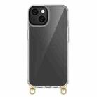 For iPhone 14 Kalebol Minimalist High Transparency Multi Color Rotating Lanyard Hole Phone Case(Gold) - 1