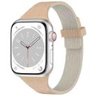 For Apple Watch 46mm / 49mm / 45mm / 44mm Water Wood Grain Small Waist Magnetic Silicone Watch Band(Milk Tea Rock White) - 1
