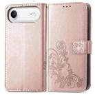 For iPhone Air Four-leaf Clasp Embossed Buckle Leather Phone Case(Rose Gold) - 2