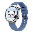18mm Wave Texture Silver Buckle Silicone Watch Band(Topaz Blue) - 1