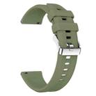22mm Vertical Stripes Silver Buckle Solid Color Silicone Watch Band(Spruce Green) - 3