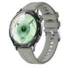 22mm Vertical Stripes Silver Buckle Solid Color Silicone Watch Band(Starlight Grey) - 1