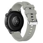 22mm Vertical Stripes Silver Buckle Solid Color Silicone Watch Band(Starlight Grey) - 2