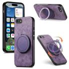 For iPhone 7 / 8 / SE 2022 Retro Leather Rotation Round Holder Phone Case(Purple) - 1