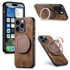 For iPhone 13 Pro Retro Leather Rotation Round Holder Phone Case(Brown) - 1