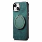 For iPhone 14 Plus Retro Leather Rotation Round Holder Phone Case(Green) - 2