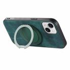 For iPhone 14 Plus Retro Leather Rotation Round Holder Phone Case(Green) - 3