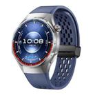 For Huawei Watch GT 6 Pro Holes Magnetic Folding Black Clasp Silicone Watch Band(Blue) - 1