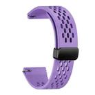 For Huawei Watch GT 6 Pro Holes Magnetic Folding Black Clasp Silicone Watch Band(Lilac Purple) - 3