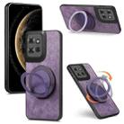 For Motorola Edge 60 / 60s Retro Leather Rotation Round Holder Phone Case(Purple) - 1