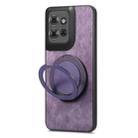 For Motorola Edge 60 / 60s Retro Leather Rotation Round Holder Phone Case(Purple) - 3