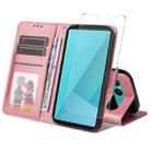 For Sony Xperia 10 VII ENKAY Card Wallet Calf Texture Leather Phone Case with Screen Film(Pink) - 1