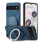 For Google Pixel 6 Pro Retro Leather Rotation Round Holder Phone Case(Blue) - 2