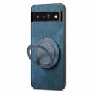 For Google Pixel 6 Pro Retro Leather Rotation Round Holder Phone Case(Blue) - 3