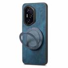 For Honor 300 Pro Retro Leather Rotation Round Holder Phone Case(Blue) - 3