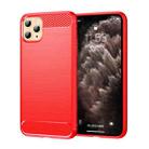 For iPhone 11 Pro Brushed Texture Carbon Fiber TPU Phone Case(Red) - 1