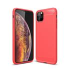 For iPhone 11 Pro Max Brushed Texture Carbon Fiber TPU Case for  iPhone 11 Pro Max(Red) - 1